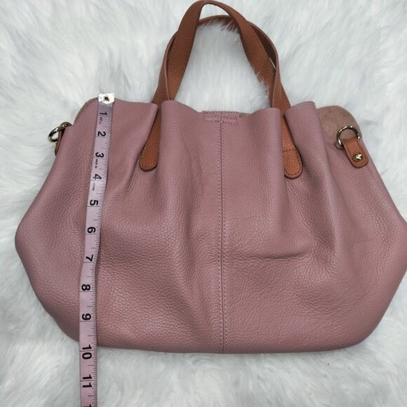 Pebbled Leather Rose Pink Gumdrop Large Snap Closure Dual Handle Tote Bag - Picture 10 of 10